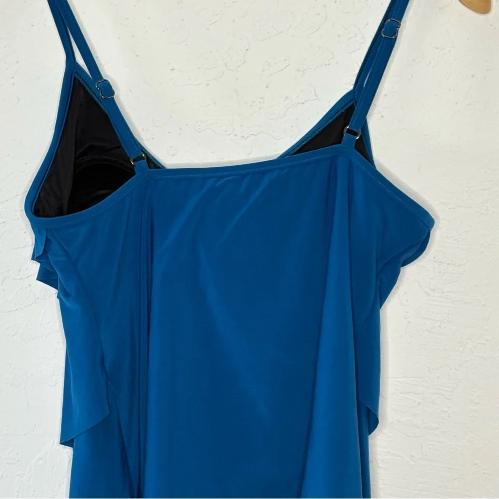 Magicsuit Rita Tiered Slimming Tankini Top Color Cobalt Size 10 Built In Bra USA
